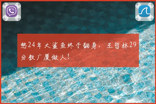 憋24年大鲨鱼终于翻身,王哲林29分教广厦做人!